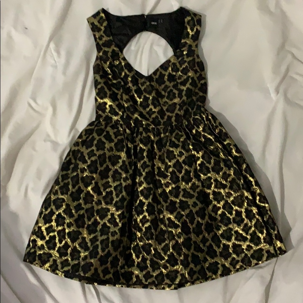 Cheetah print fit and flare dress
